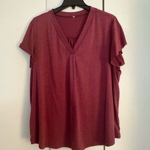 Women's V-Neck Burgundy Top